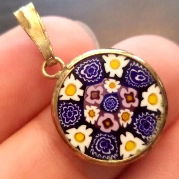 Millefoni Jewelry - VINTAGE ESTATE SIGNED 925 MILLEFIORI GLASS 1" PENDANT ONLY